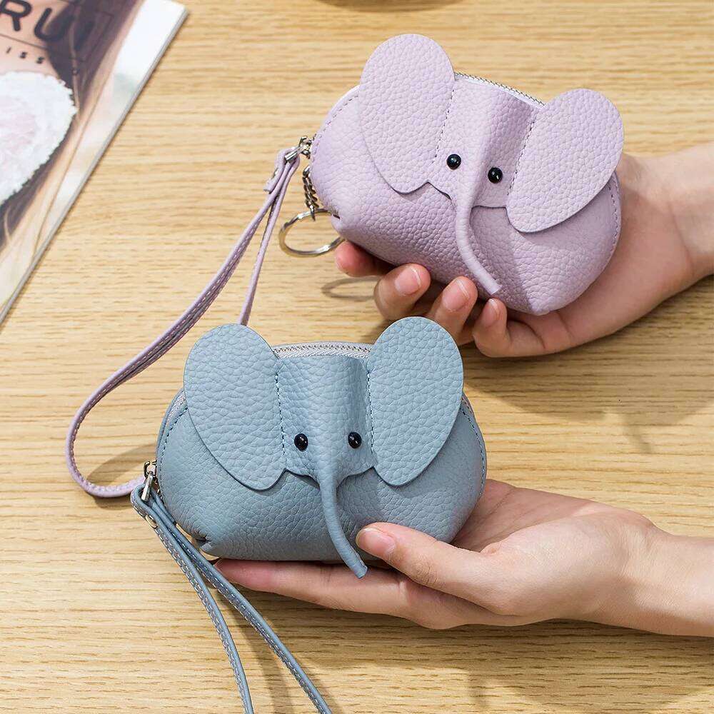 Brand New Zipper Purse Key Bag Leather Japanese Elephant Coin Pouch for Women Cute Card Lipstick Storage Bags Mini Wallet C260304