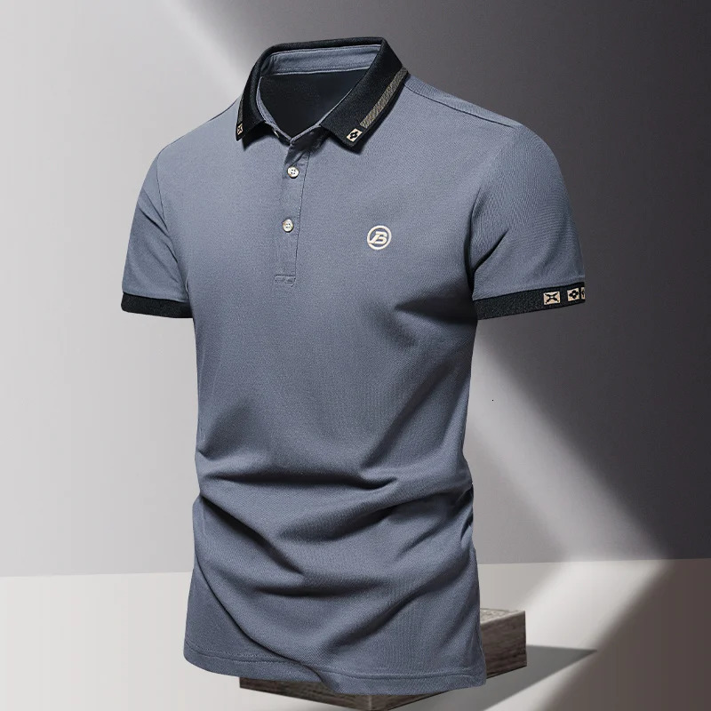 Summer mens POLO shirt fashionable ice silk quick drying short sleeved embroidered T-shirt lapel solid color business top 260304