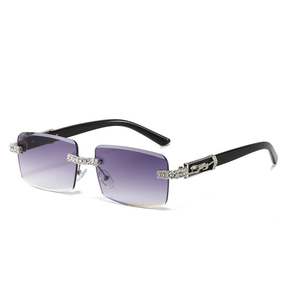 Luxury Diamond Inlaid Sunglasses Fashion Trend Diamond Cutting Edge Square Outdoor Bicycle Sunglasses Hip Hop Designer Sunglasses Street Style Sunglas