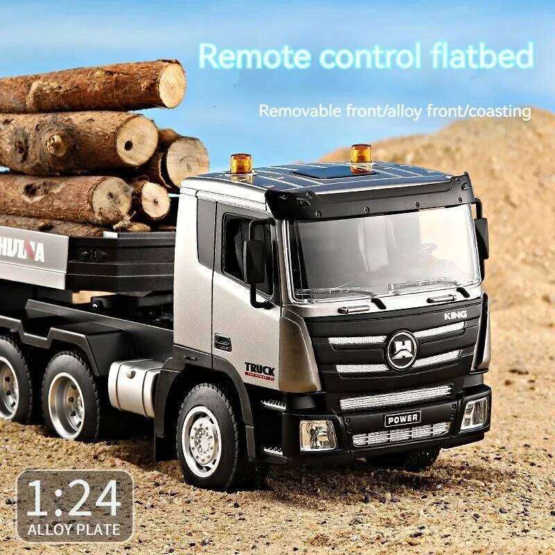 Clearance Sale Huina 1318 RC Flat Truck Model 1:24 Alloy Engineer Vehicle 2.4G Remote Control Car 9Channels Trailer Toys C260305
