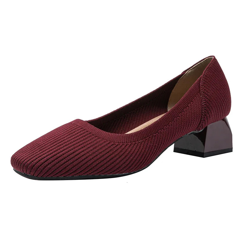 Square heel casual shoes for women flying woven single shoes 260306