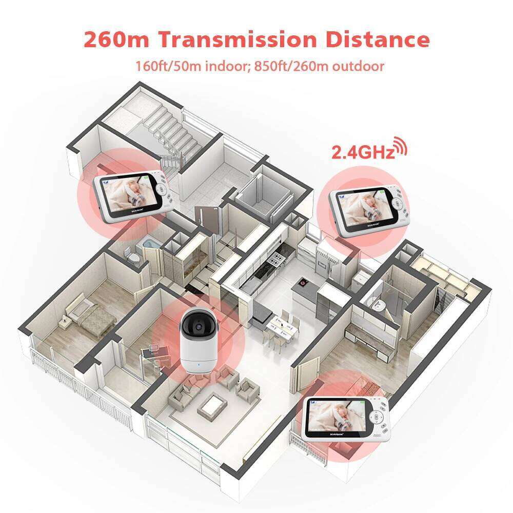 4.3 Inch Video Baby Monitor With Pan Tilt 2.4G Wireless Two Way Audio Night Vision Security Camera Babysitter VB801 26W0306