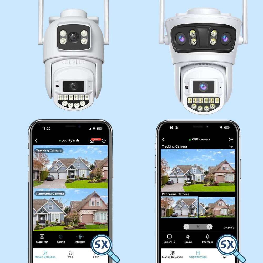 BESDER 15MP Wifi IP Camera PTZ 10MP Three Screen 180 Wide Angle Outdoor Auto Tracking 8MP CCTV Security Protection O-Kam Pro 26W0306