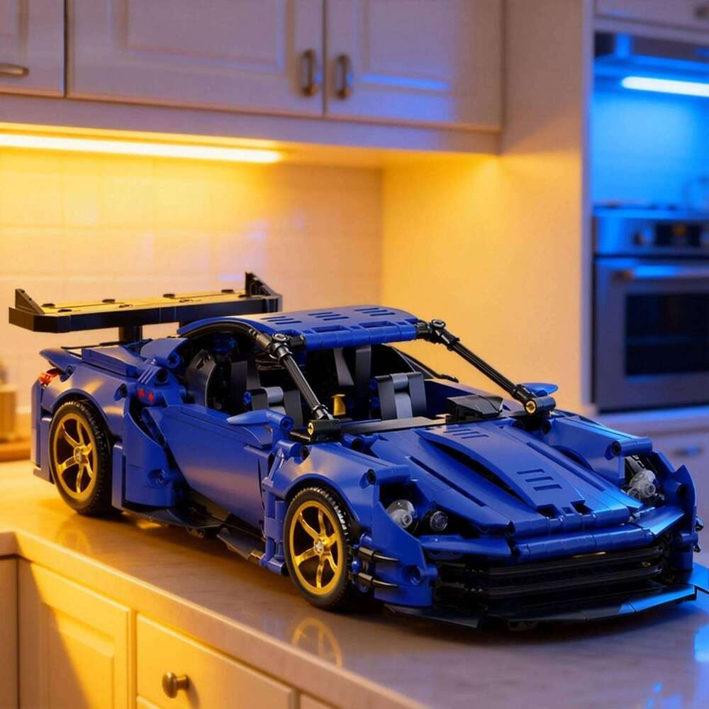 Blue sports car building block model set, adult collectible model, suitable for birthday gifts, Christmas, Halloween, gifts Z260305