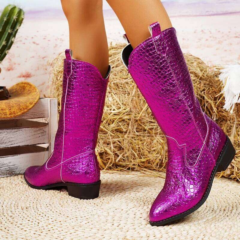 2025 Autumn/Winter New Wide Leg Boots, Women's Thick Heel Knee length Fashion Boots