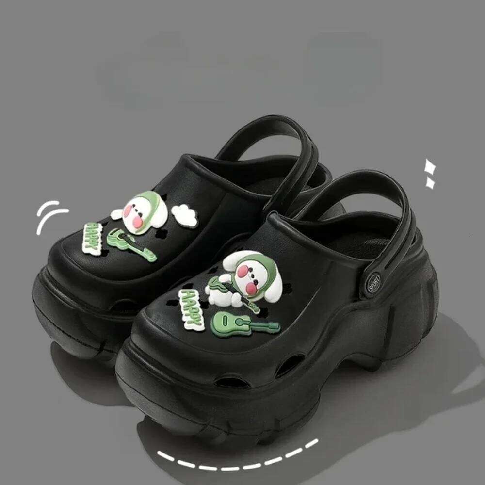 New Sandal Slippers DIY Cute Cartoon Clogs Women Mules Summer Beach Sandals Cave Hole Female Garden Shoe For Students Girls