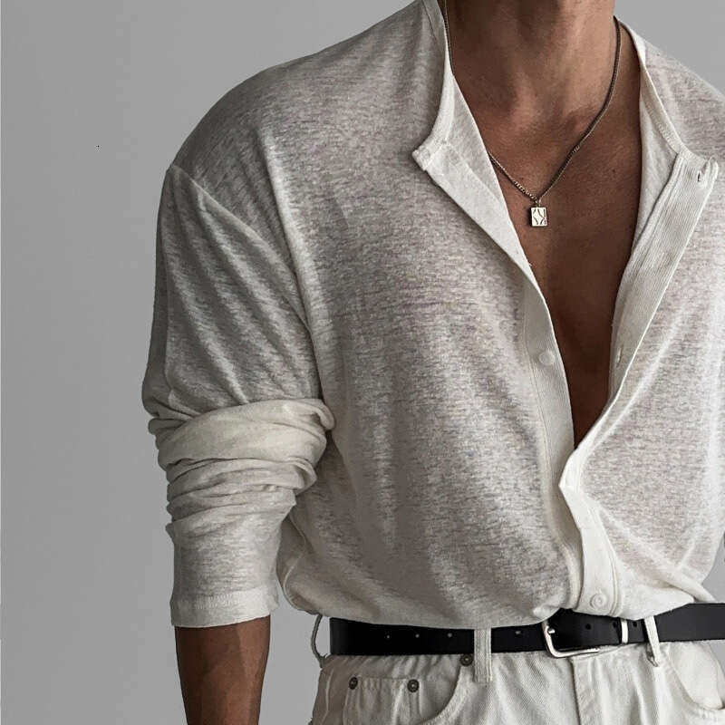 European and American cross-border breathable slim-fit long-sleeve business casual men's commuter shirt, sun-protective thin cardigan