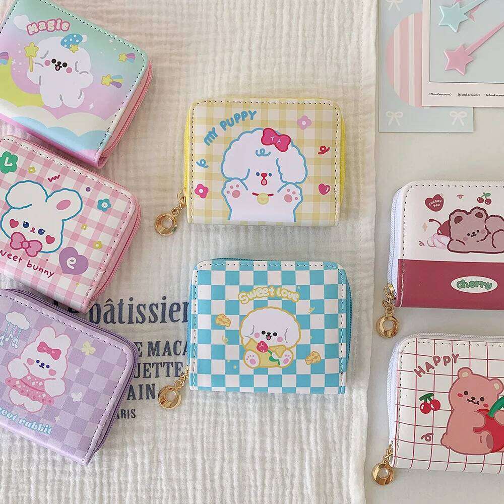 Rabbit Coin Purse Comfortable Cute Bear Cartoon Wallet Korean Version Pu Leather Card Holder For Daughter Gift Travel C260304