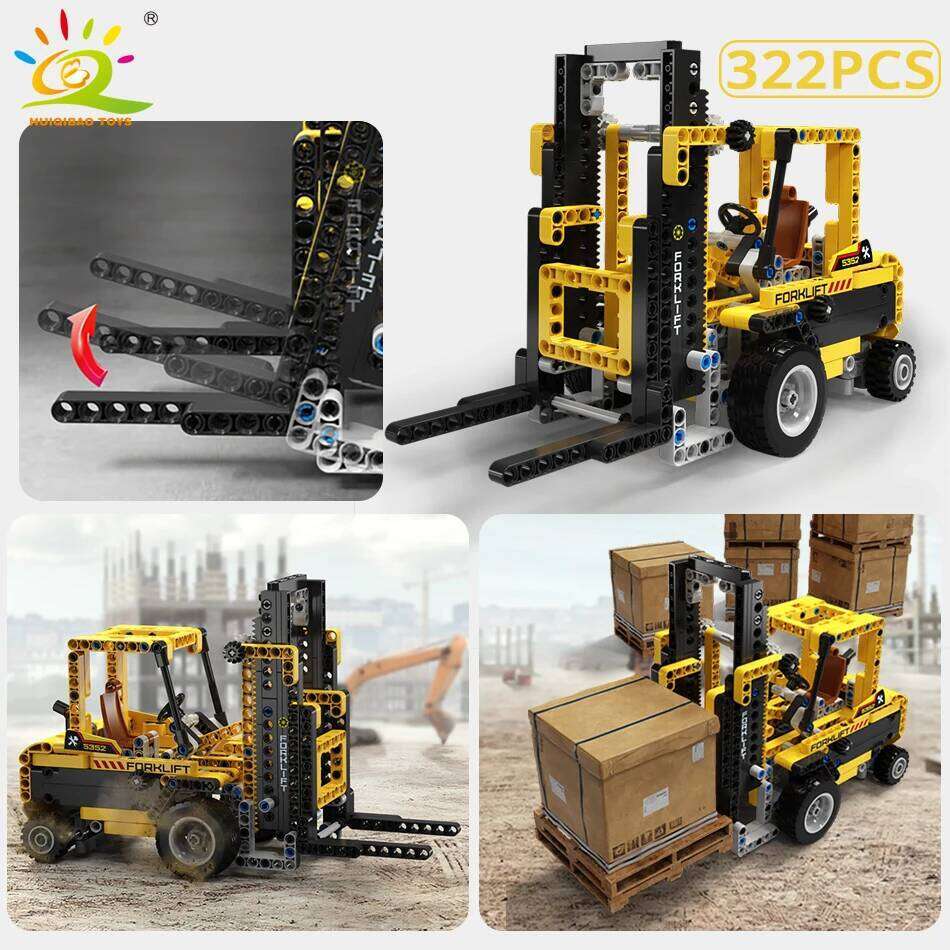 HUIQIBAO Engineering Truck Tech Building Block City Construction Toy For Children Boy Adults Excavator Bulldozer Crane Car Brick Z260306