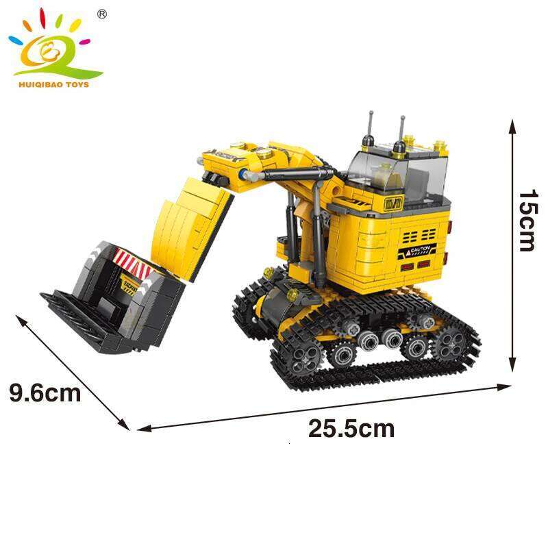 HUIQIBAO 535pcs 6in1 Engineering Truck Building Blocks City Construction Bulldozer Crane Car Bricks Set For Children TOYS Kids Z260306