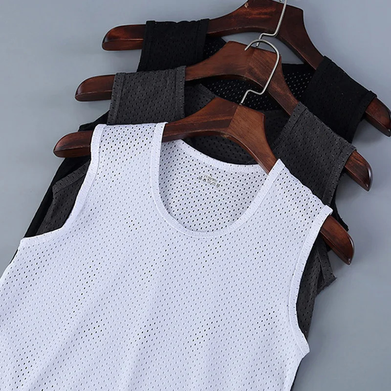 Mens Vests Casual Male U Collor Sleeveless Breathable Thin Loose Hollow Out Tank Tops QXFS-0224001 260306