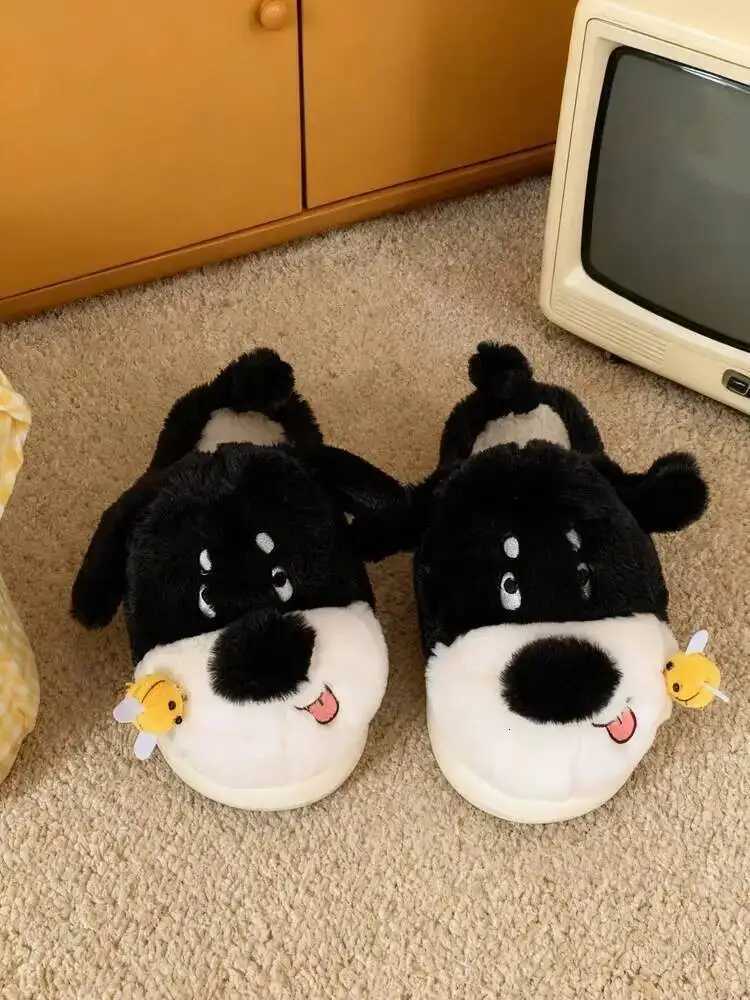 Unsiex Puppy Home Slippers 2025 Autumn Winter Cute Dog Fur Slippers Design Non Slip Plush Household Shoes For Men Women S260305