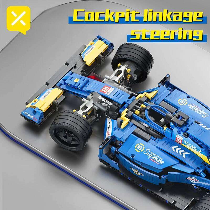 Toylinx 1:10 Building Racing Blocks Blue Desktop Decorations Collectible Model Car Kits Toy Festive Giving Gift No Box Z260305