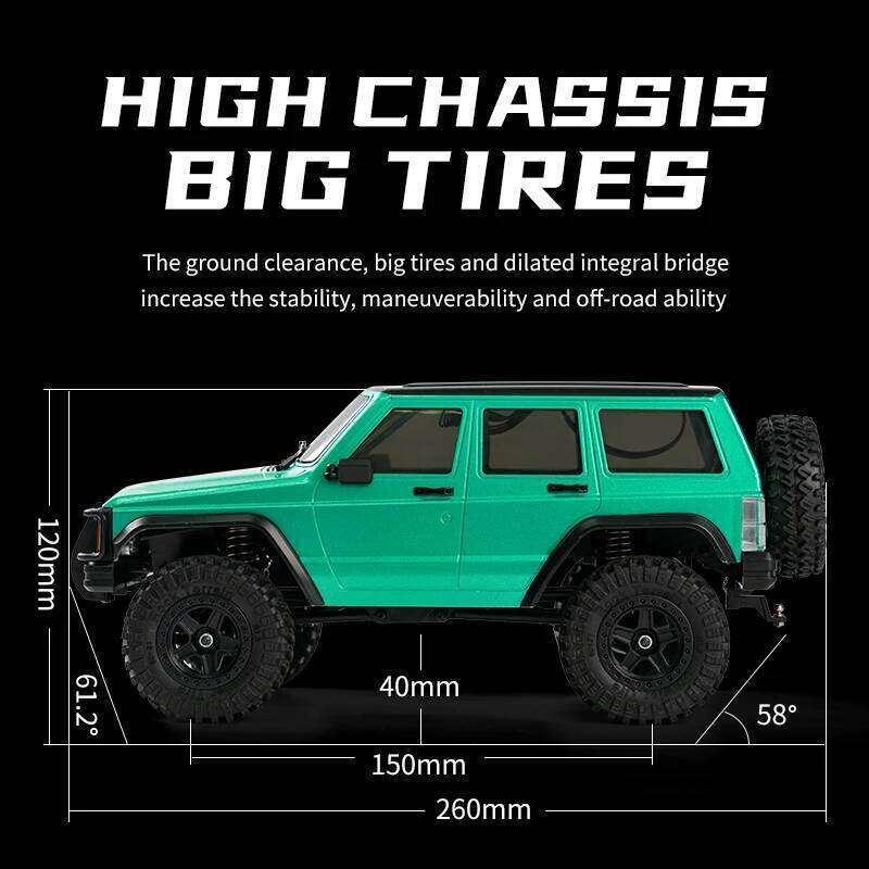 JJRC C8809 1:18 RC Crawler 2.4G 4WD Full Proportional Remote Control Simulation Jeep Model Pickup Car Toys for Kids Adult C260305
