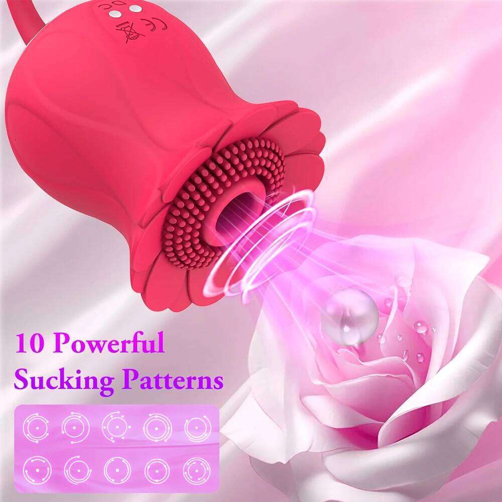 Rose Sucking Vibrator Clit Nipple Sucker Oral Clitoris Stimulation Mastrubator Powerful Sex Toys for Women Intimate Goods W260305