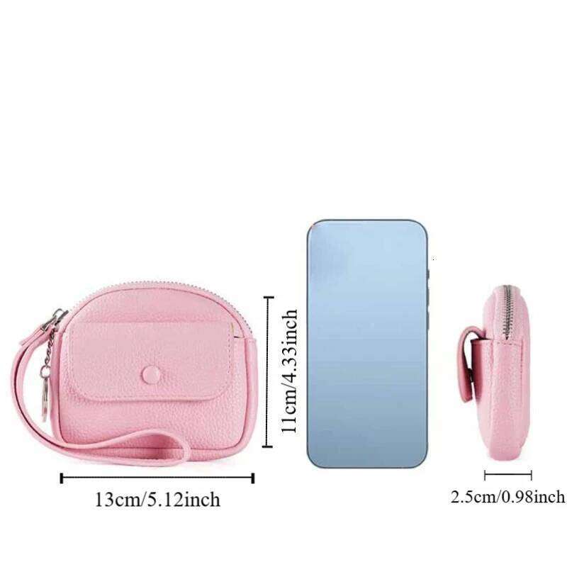 Retro with Wrist Lanyard Handheld Wallet Korean Style Solid Color Zipper Coin Purse Clutch Earphone Pouch Small Item Bag Travel C260304
