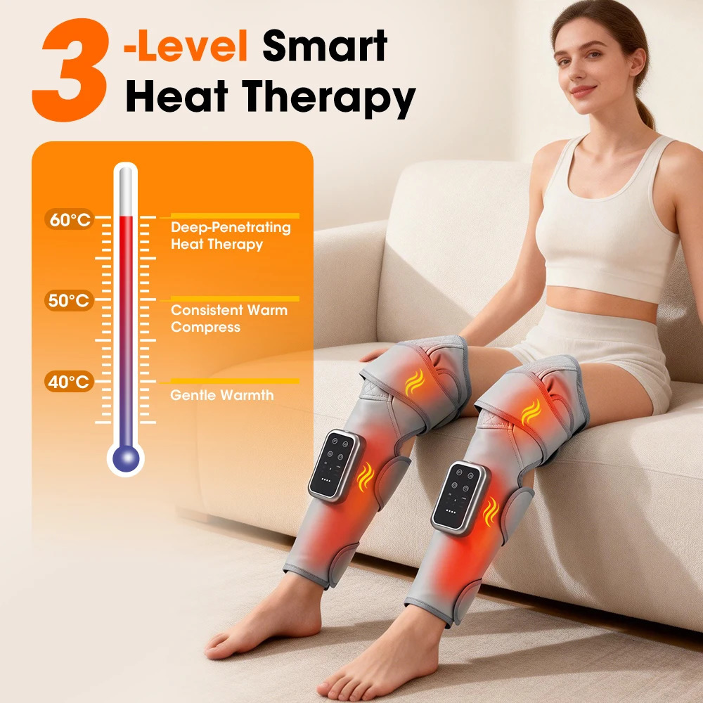 2/1Pc Leg Massager Air Compression Constant Heat Therapy for Hand Calf Knee Massager Full Air Pressure Muscle Relax Heating Pad 260304