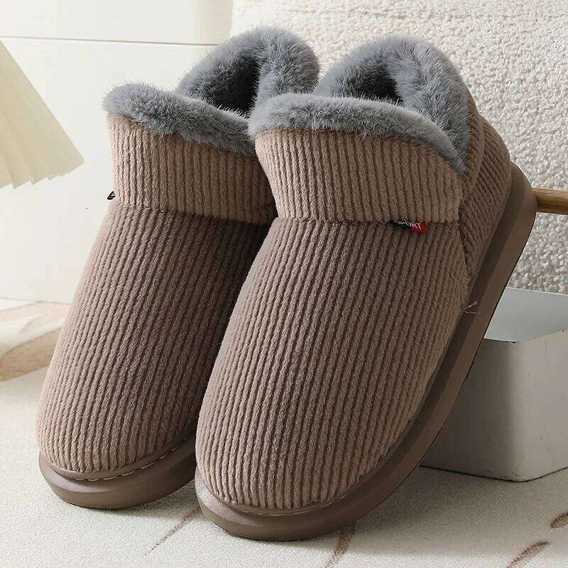 Litfun Winter Fluffy Cotton Shoes Corduroy Platform Snow Comfy Furry Soft Slippers Non-slip Plush Lining Cozy Ankle Boots