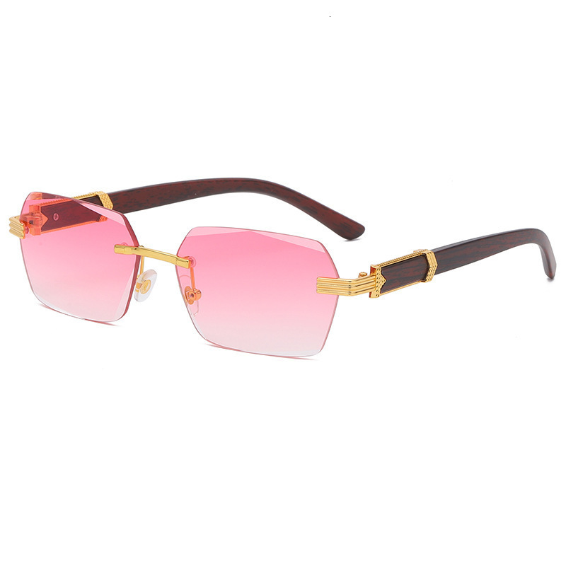 Top Luxury Fashion Sunglasses With Wooden Handle And Metal Designer Sunglasses For Outdoor Bicycles European And American Irregular Square Fashion Sun