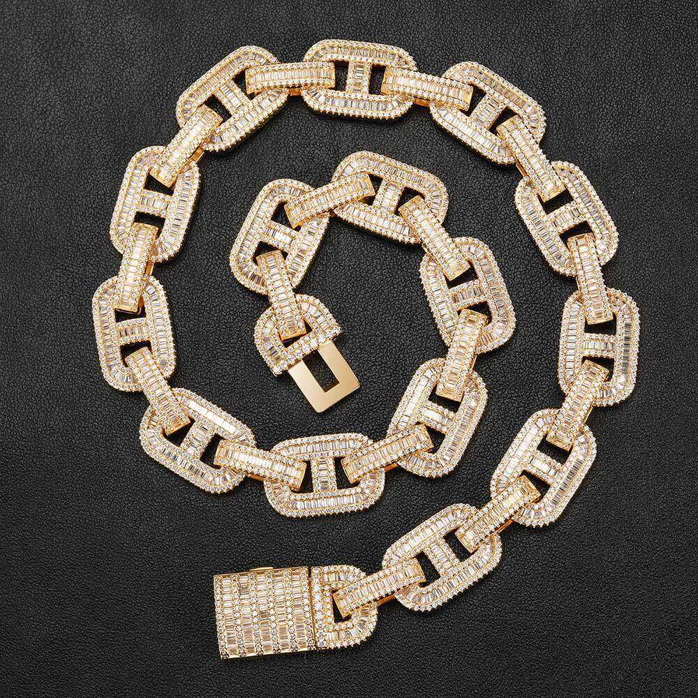 Full diamond hip-hop jewelry ins pig nose necklace, European and American high-quality personalized geometric flip-clasp H necklace
