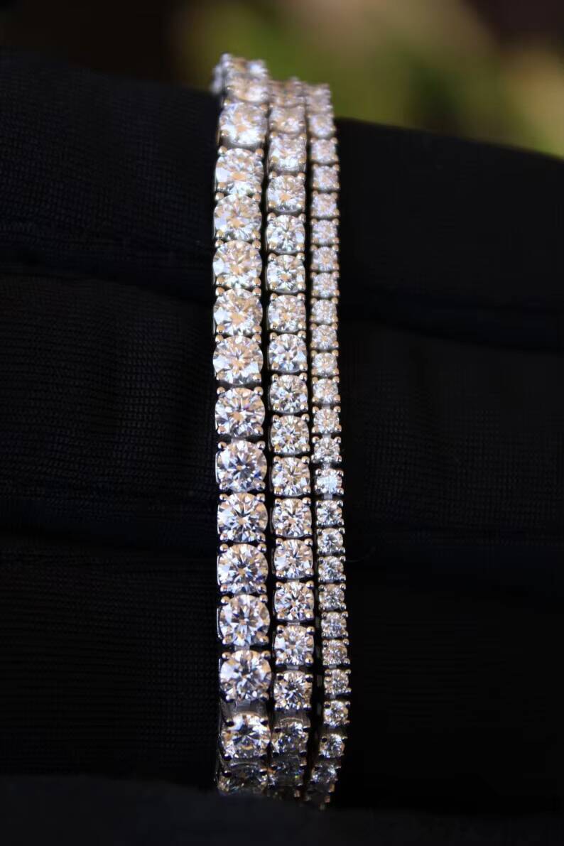 SMOB Hip Hop 2-4MM Moissanite Tennis Bracelet 925 Sterling Silver VVS Tennis Bracelet Passes Diamond Tester Anniversary Gift
