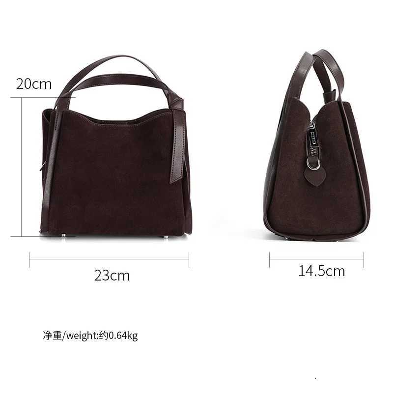 Womens Suede Cowhide Shoulder Bag Female Cow Leather Versatile Handbags Ladies Fashion Designer Crossbody Bags New H260306