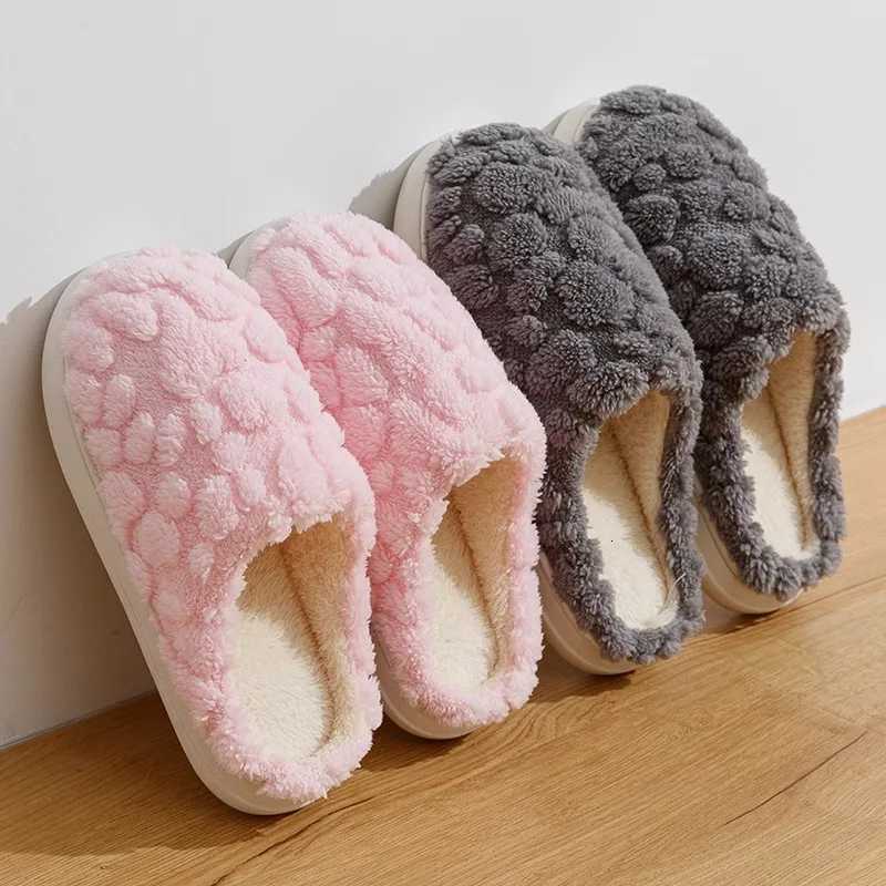 2025 cotton slippers womens indoor warm stepping on shit plush home winter non-slip new cotton mop mens home S260305