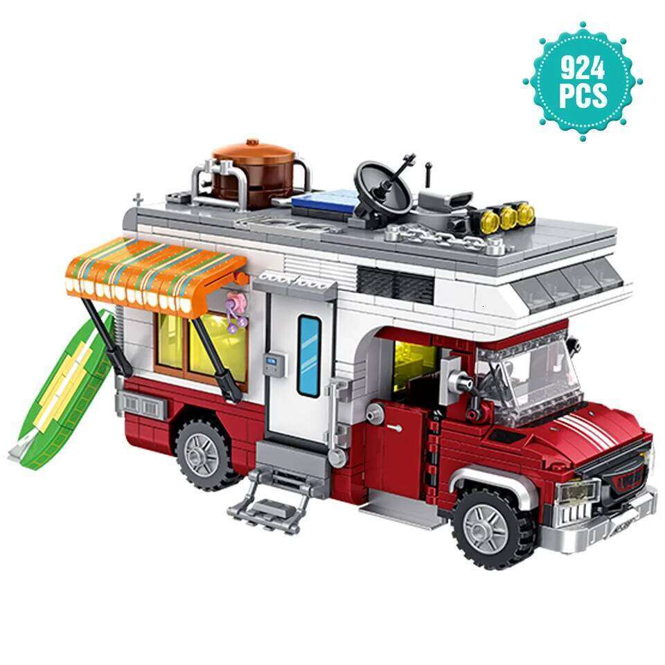 927PCS Lighting Camper-Van Camper Vehicles Construction Building Bricks Set for Teens and Adults Christmas Fifts Z260306