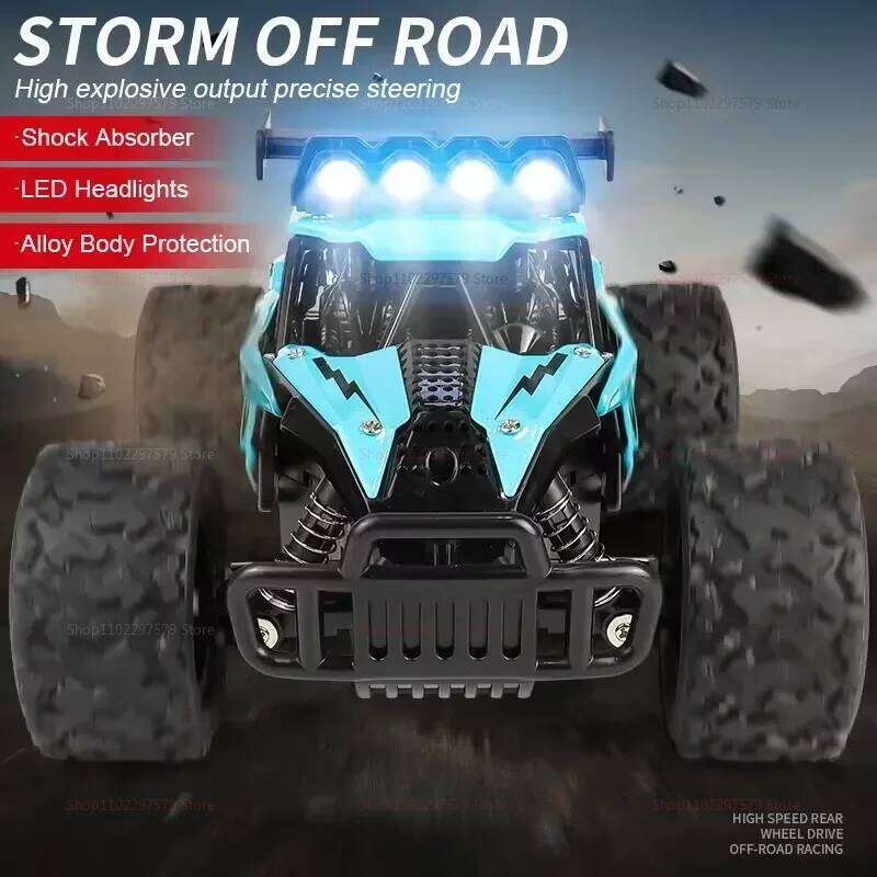 New RC Alloy 1:16 2WD Off-Road Climbing Remote Control Car With LED Lights 20KM/H High Speed Toys For Kids Boys Girls Gifts C260305