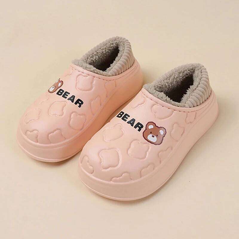 Litfun Winter Plush Lining Women's Waterproof EVA Light Fluffy Indoor Slides Furry Warm Cozy Slippers For Women