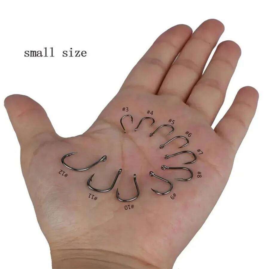 500pcs Small Size Freshwater Fishhook Fishing Set, Carbon Steel Worm Bait Jig Fish Hooks with Plastic Box S260305