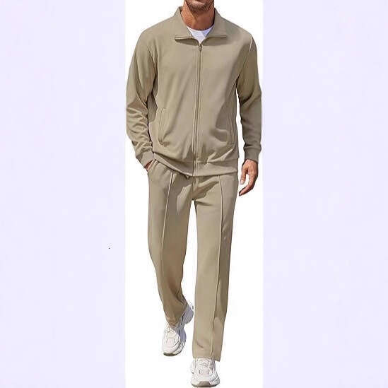 Casual Sports 2026 Autumn/Winter European and American Men's Fashion Cardigan Turn-down Collar Youth Two-piece Suit for Men