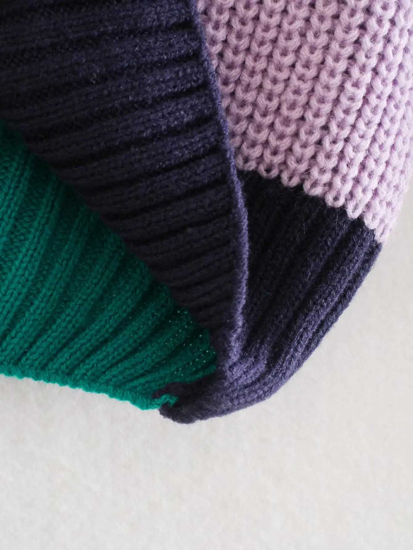 SLTNX Womens Cardigan Sweater Contrast Color Casual Joker V-neck Buttons Colorful Patchwork Street Trend Hipster Knit Coat M260306