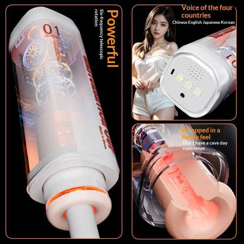 Automatic Male Masturbator Cup Pocket Pussy Penis Blowjob Machine Sex Toy For Men Adult Supplies Telescopic Rotation W260305