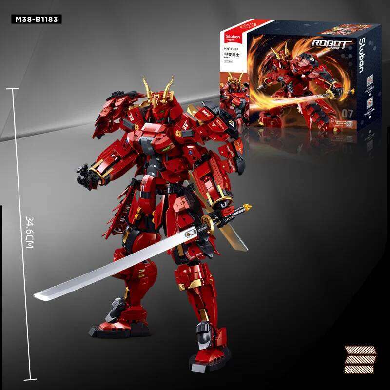923PCS IN STOCK 34.6cm 923pcs Samurai Building Blocks Model MOC Creativity Robot Mech Bricks Kids Toys Christmas Gift Set Z260306