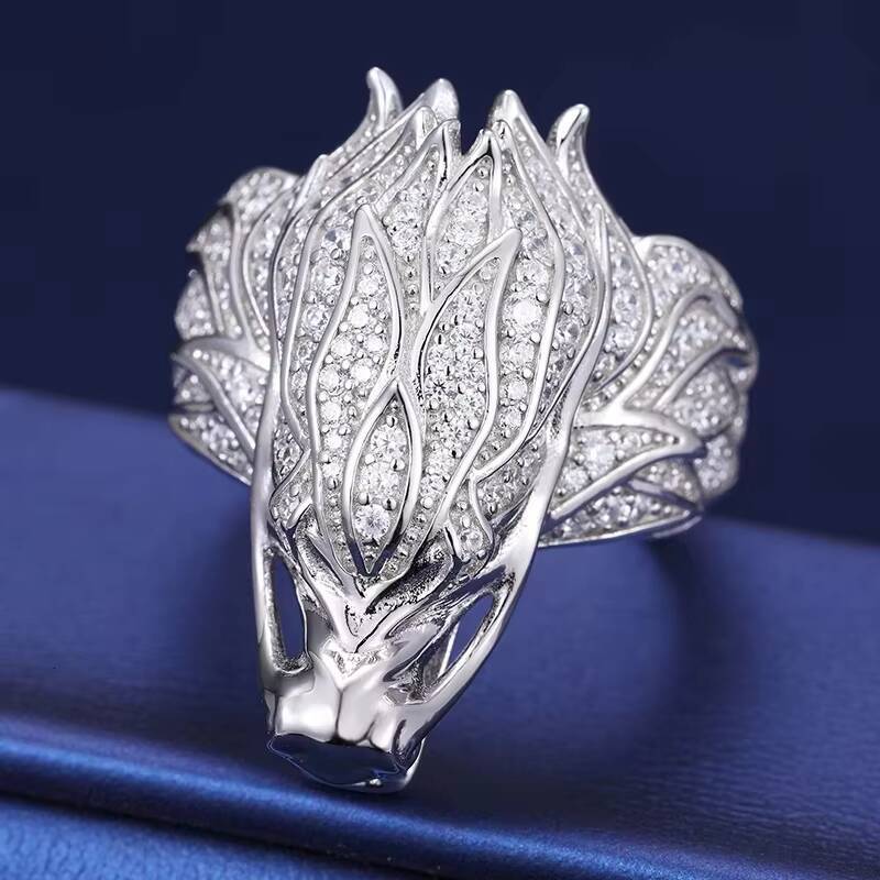 S925 Moissanite Hip Hop Iced Out Fashion Jewelry Dragon Rings For Men Animal Silver King Party Christmas Gift