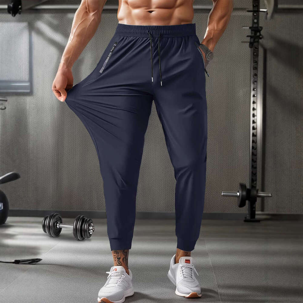 Summer Nylon Ice Silk Men's Thin Breathable Large Size Casual Stretch Long Boxer Quick-Dry Pants