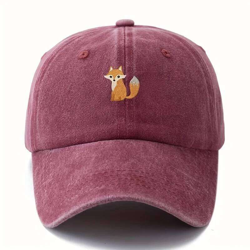 Cute fox pattern printed baseball cap daily casual fashion, versatile city commuting hat, suitable for men and women Y260304