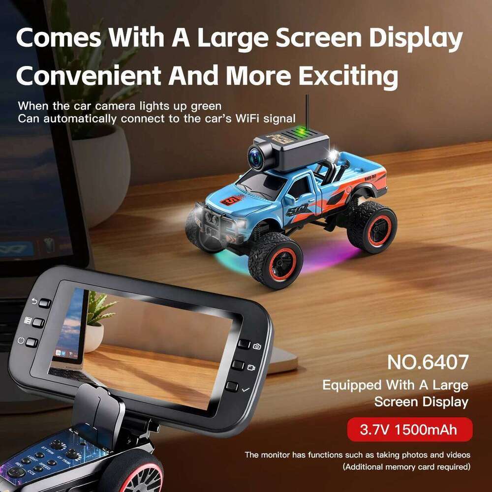 WLtoys 6407 6407-C 1/64 RC Camera Car 4x4 Off-road Big-wheel Climbing Crawler 2.4G Remote Control with Display Screen Vehicle C260305