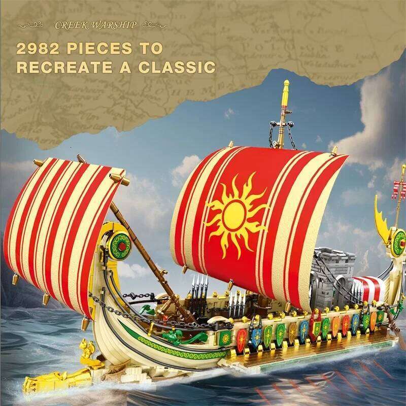 2982PCS Greek Trireme Building Blocks War Battle Ship Model Bricks Desktop Decoration Educational DIY Toy For Kids Holiday Gifts Z260305