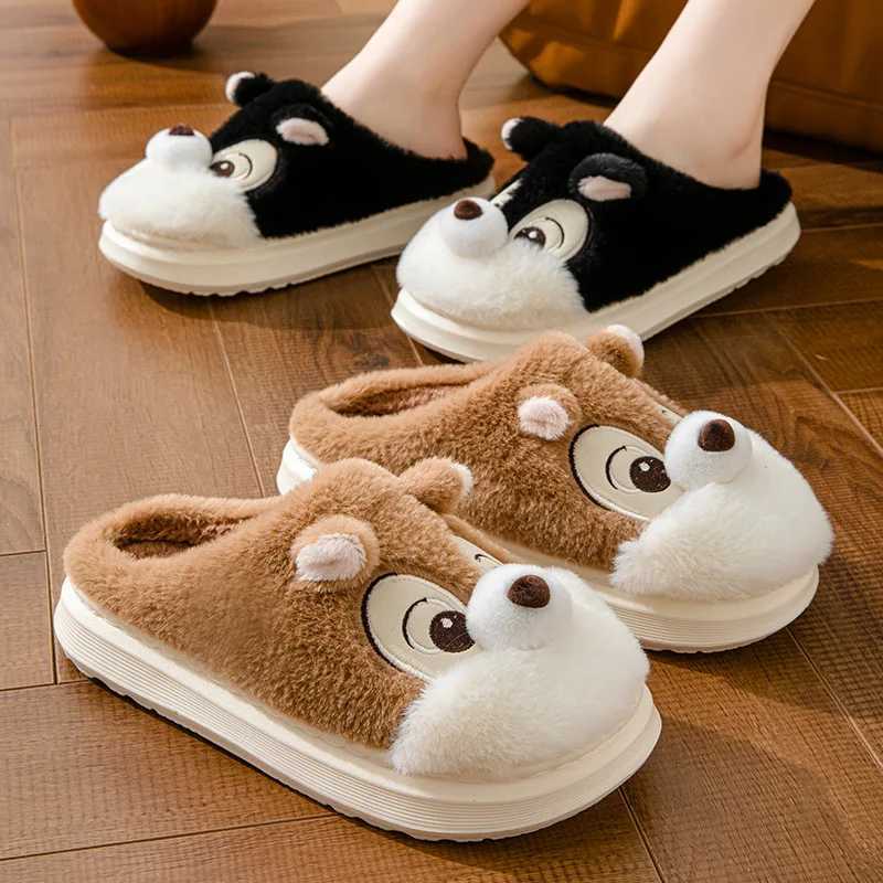 2024 new winter ladies indoor non-slip fluffy slide bedroom cartoon warm plush slippers mens casual cotton shoes S260305