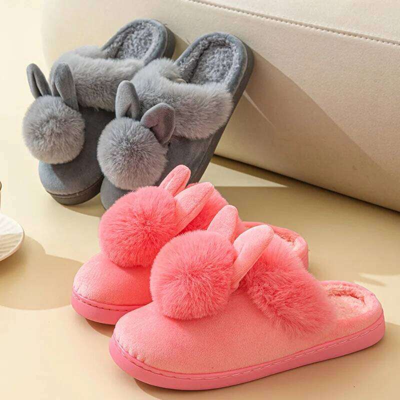 Litfun Women's House Fuzzy Slippers Couple Indoor Anti-skid Plush Lined Bedroom Slides Winter Comfy Warm Fur Fluffy Cotton Shoes
