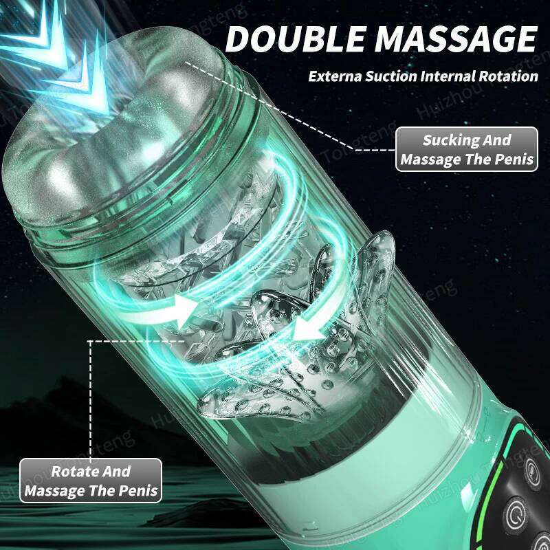 New LCD Automatic Rotation Male Masturbator Sucking Licking 6s Vacuum Penis Pump Water SPA Real Pocket Pussy Sex Toys For Men 18 W260305