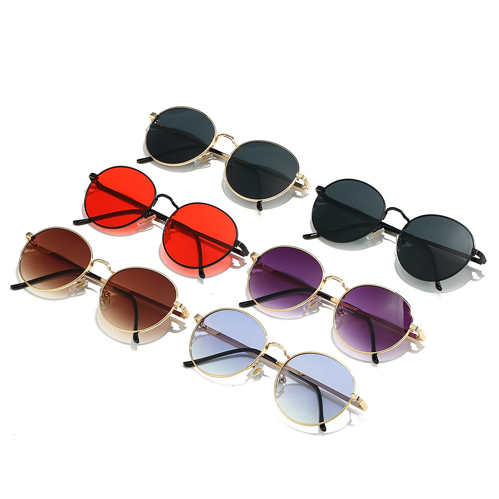 New round retro unique metal sunglasses, classic and fashionable multi-color dazzling sunglasses