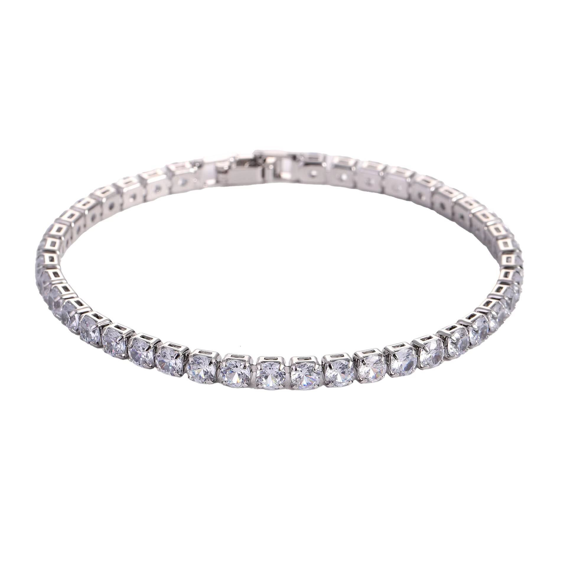 High-End Hip Hop Tennis Bracelet Gender-Free Zircon Round Jewelry Moissanite Bracelets Bangles Accessories