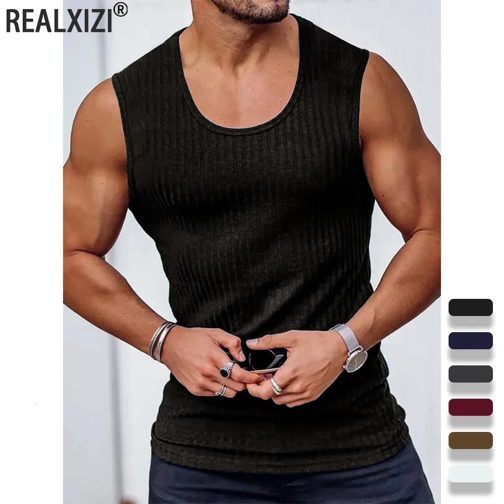 Summer Mens Vest Stripe Gym Tank Top Men Fitness Sleeveless Shirt Male Exercise Sports Vest Undershirt Bodybuilding Clothing 260306