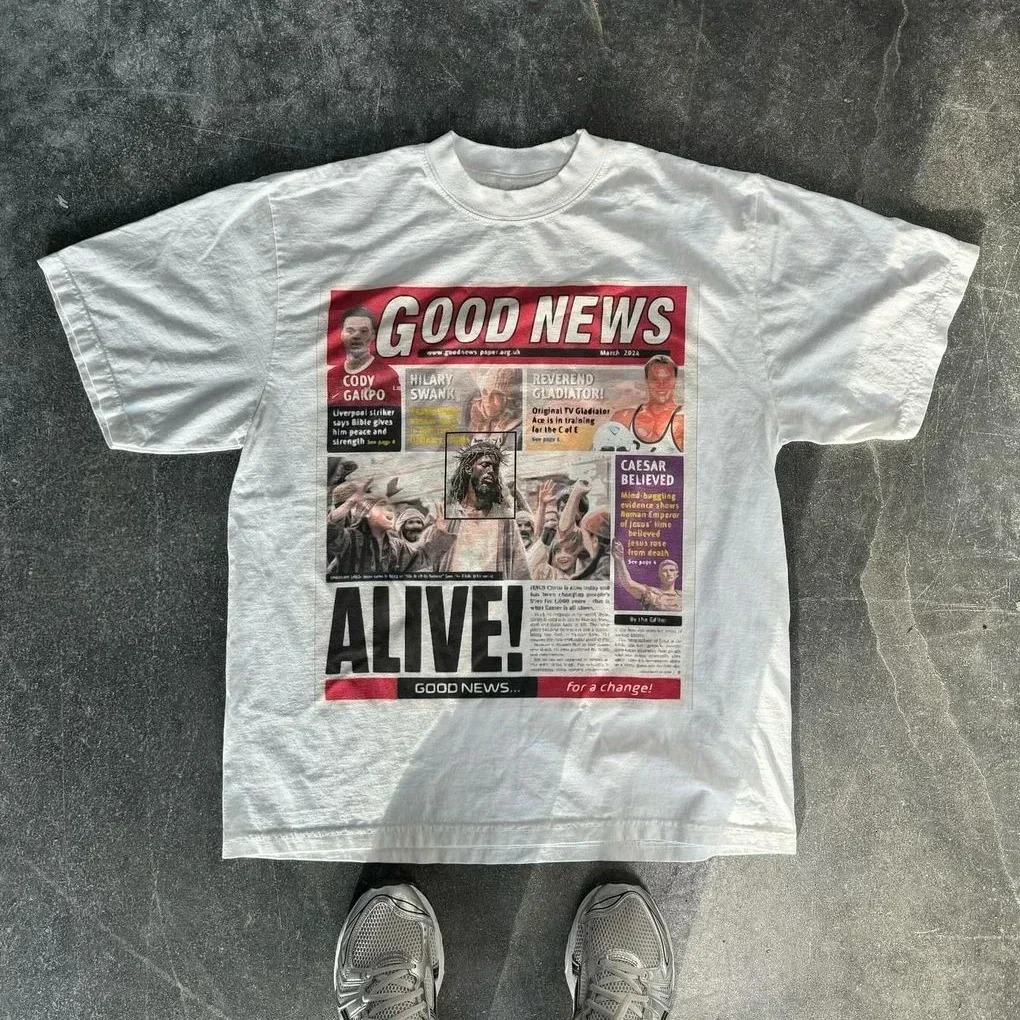 Harajuku American spaper Graphic T Shirts Y2k Tops Oversized T Shirt Couple Pro Choice Gothic Streetwear Vintage Men Clothing 260303