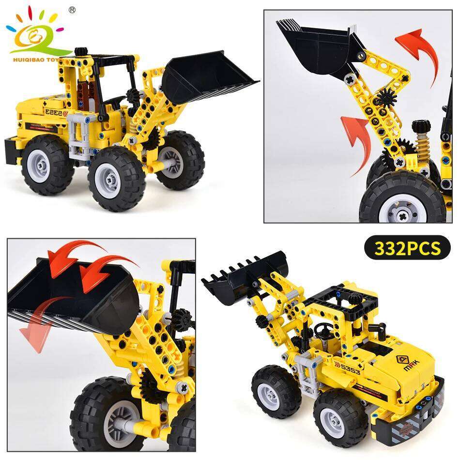 HUIQIBAO Engineering Truck Tech Building Block City Construction Toy For Children Boy Adults Excavator Bulldozer Crane Car Brick Z260306