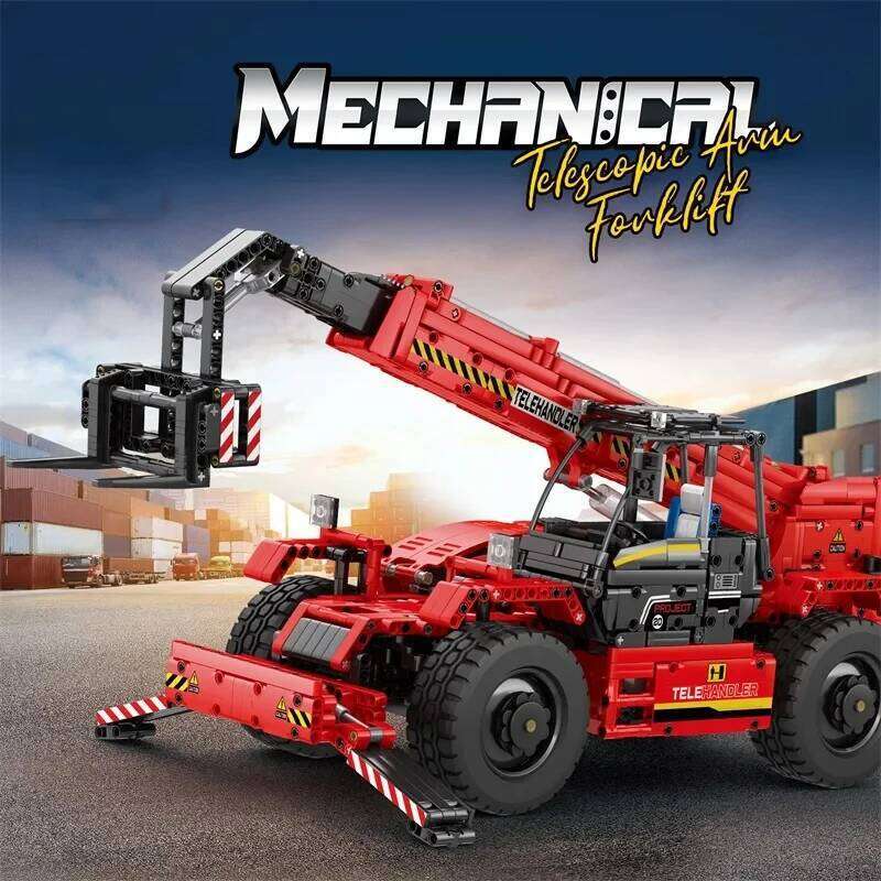 2096PCS Telescopic Forklift Building Blocks City Engineering Vehicle Remote Control Car Model Bricks Kids DIY Toy Birthday Gifts Z260305