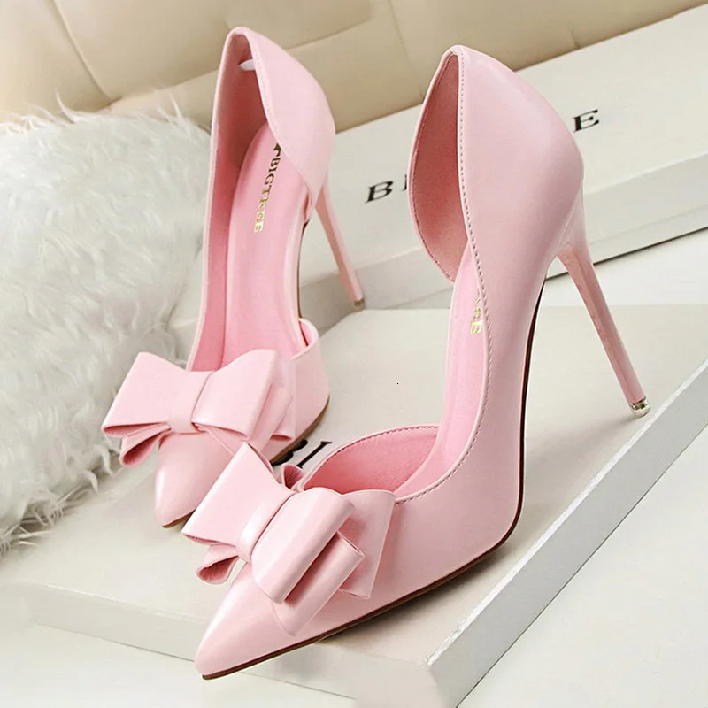 BIGTREE Shoes Women Pumps Fashion High Heels Shoes Black Pink Yellow Shoes Women Bridal Wedding Shoes Ladies Stiletto Party Shoe 260306